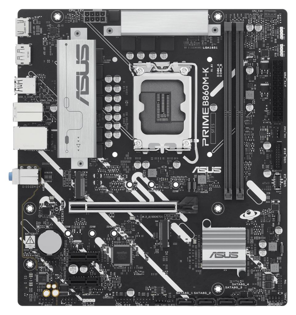 ASUS PRIME B860M-K, Intel, LGA 1851 (Socket V1), Intel Core Ultra (Series 2), LGA 1851, DDR5-SDRAM, 128 GB
