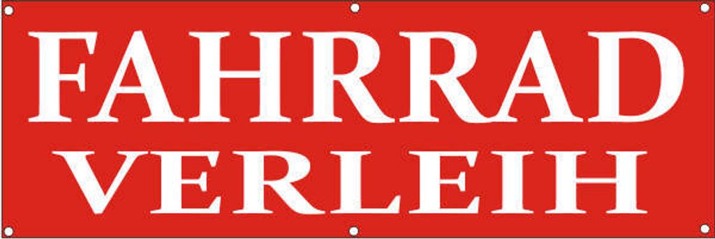 Werbeplane / Gerüstplane - p135 - Fahrradverleih - NEU - 300 cm x 100 cm - für Baustelle, Garten, Zaun oder Veranstaltung