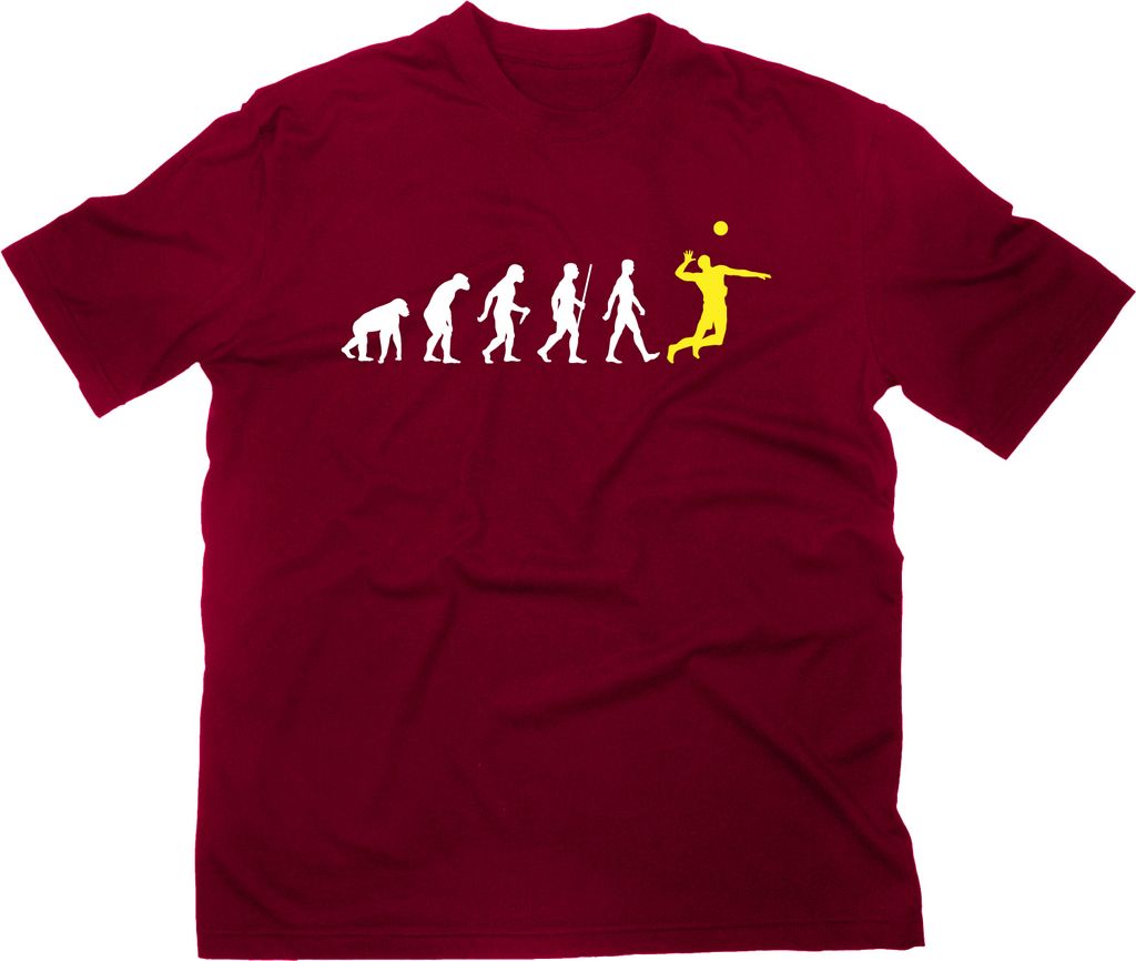Styletex23 T-Shirt Volleyball Fun Evolution of Man, maroon, XXL