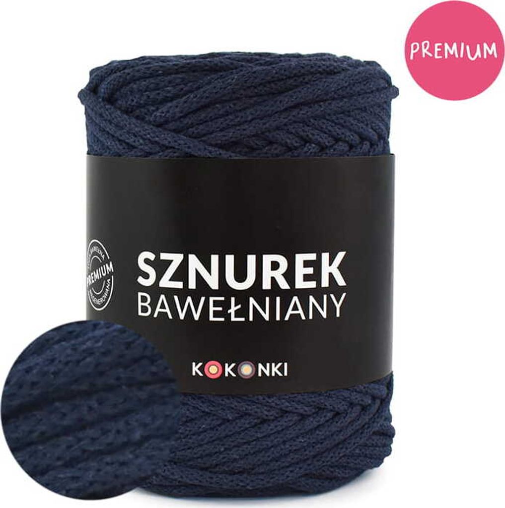 KOKONKI Premium Makramee Garn Baumwolle 5mm 100m Marineblau Produktbild 