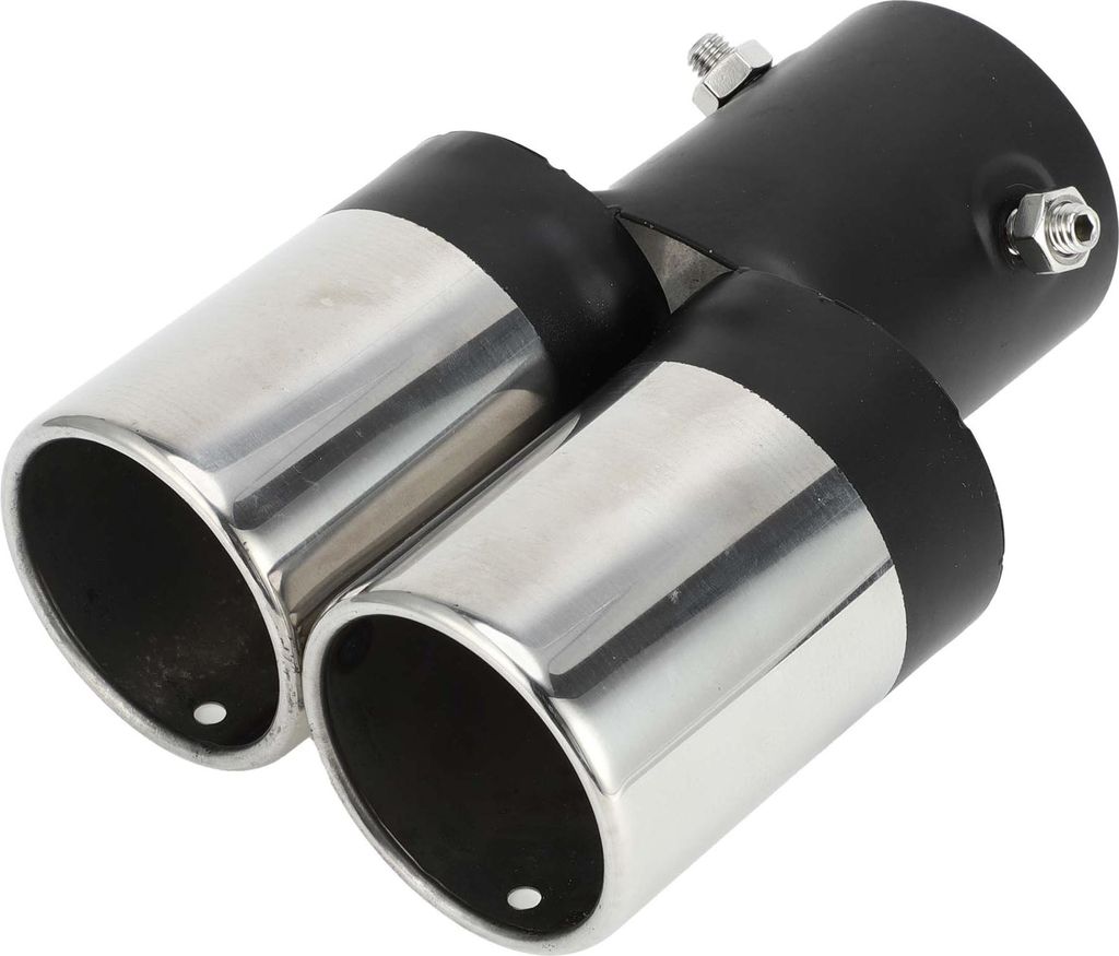Doppel-Endrohr, 2,4" Einlass 4,9" Auslass 6,7" Länge Auspuffrohr Universal für Auto Bolt on Edelstahl Silber Ton Schwarz