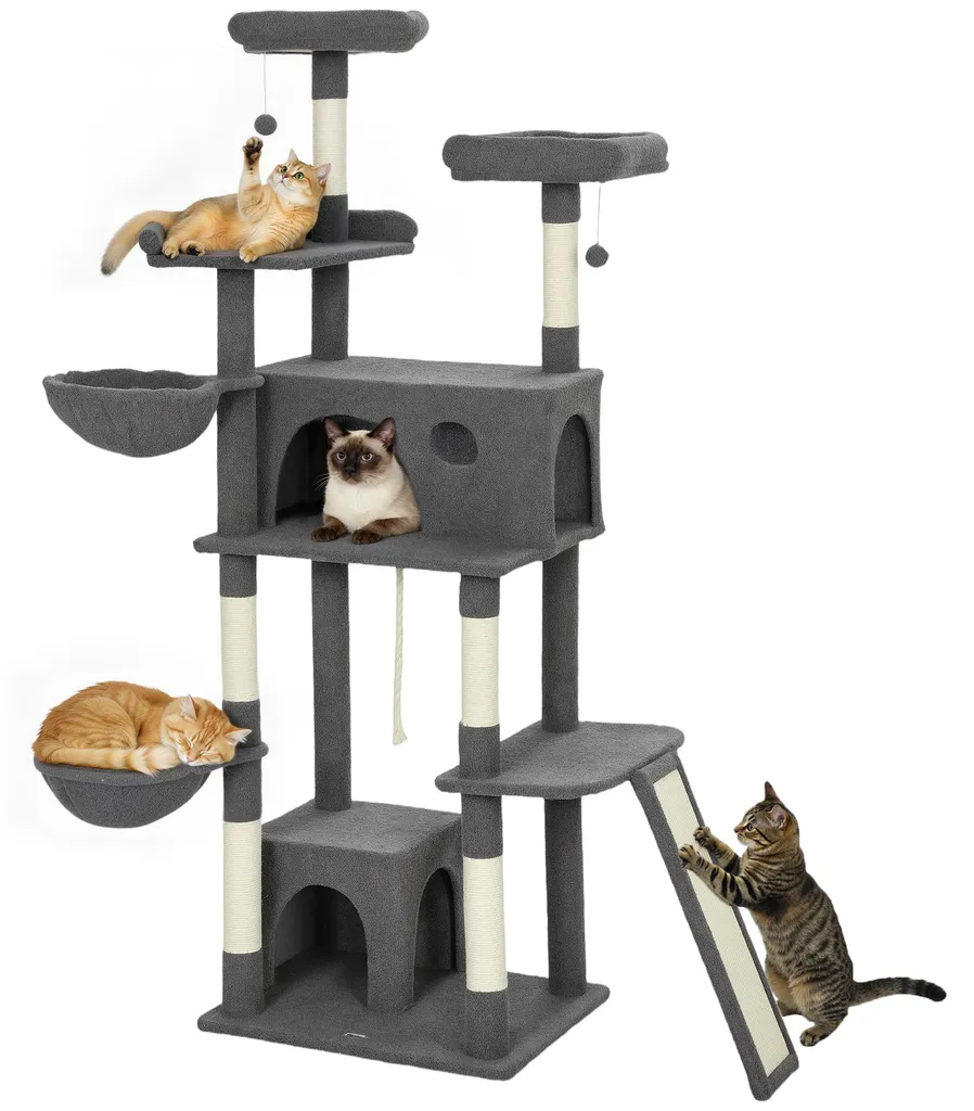 Arbre à chat stable 174 cm contre l'ennui et les griffes sur meubles