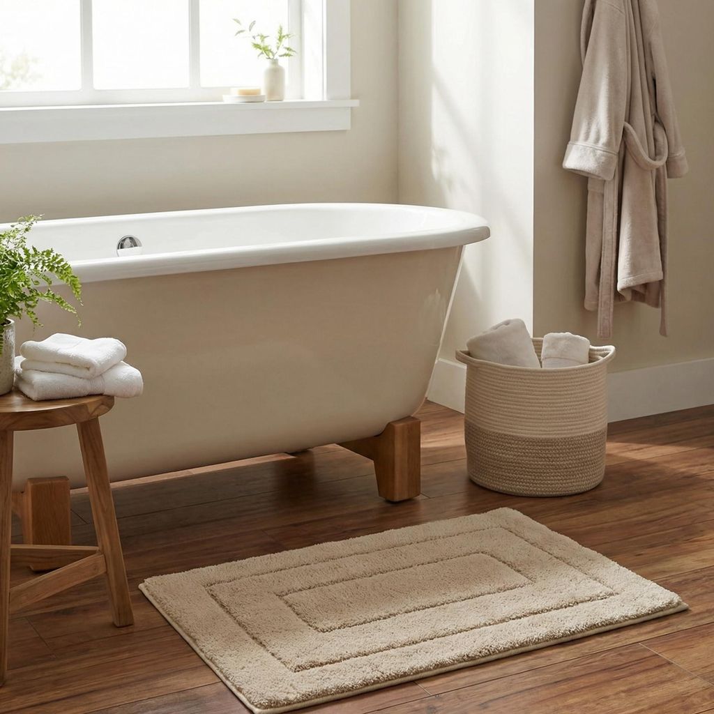 Badematte 50x80 cm, khakifarbene Badematte, rutschfeste Badematte, superweiche, waschbare, saugfähige Badematte, Badematte für Toilette, Dusche u...