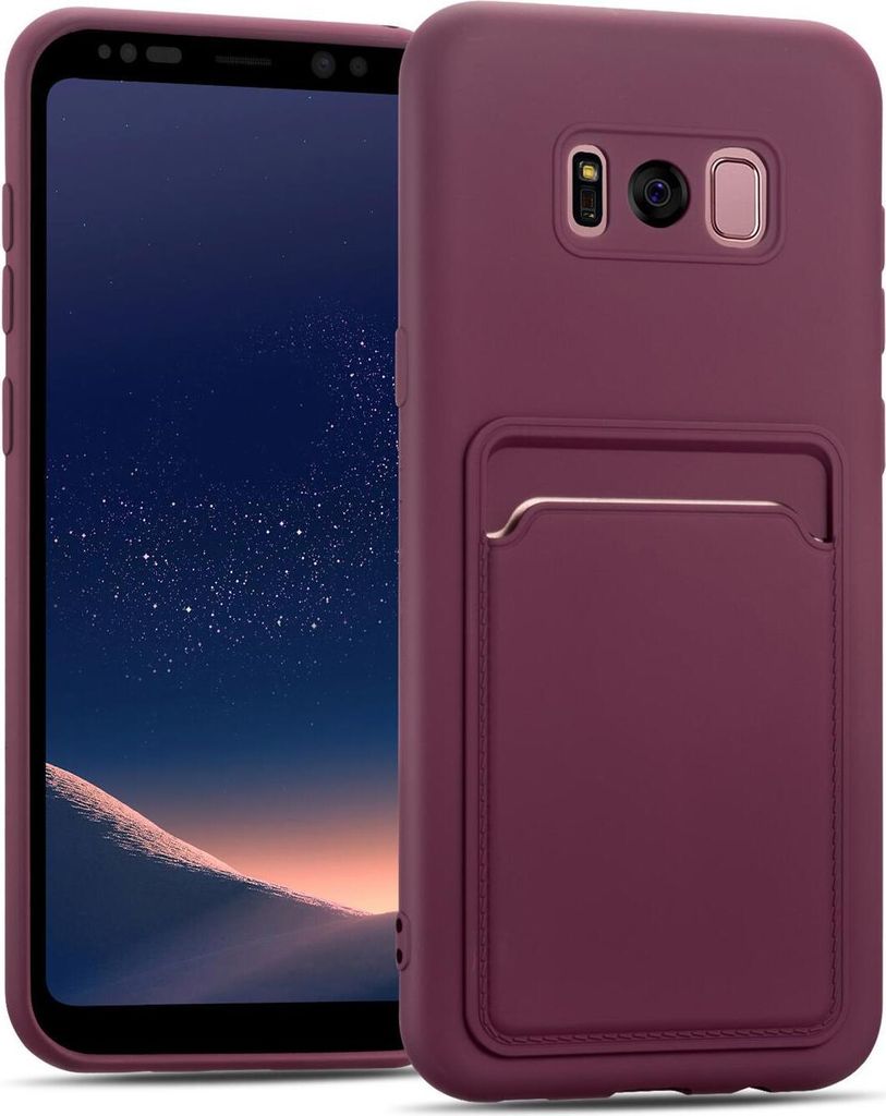 Conie Schutzhülle für Samsung Galaxy S8 mit Kartenfach Tasche Case Cover Bumper Silikon Hülle in Lila