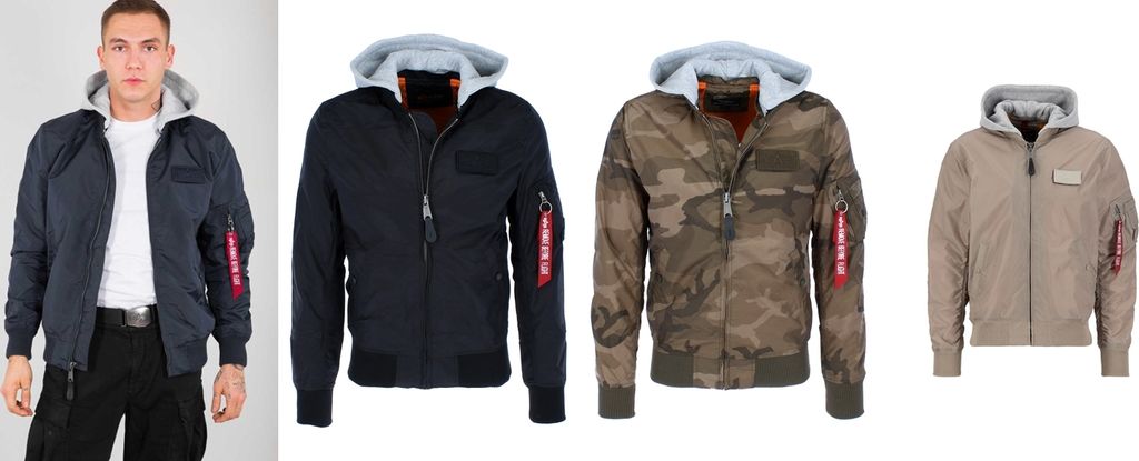 ALPHA INDUSTRIES - MA-1 TT Hood Bomberjacke mit Kapuze, Größe:3XL, Alpha Industries Farben:Black
