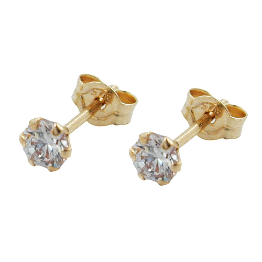 Ohrstecker Ohrring 3mm Zirkonia 9Kt GOLD gold 3mm
