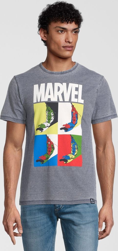 Recovered T-Shirt Marvel Spider-Man Pop Art Blue im zeitlosen Design blue L