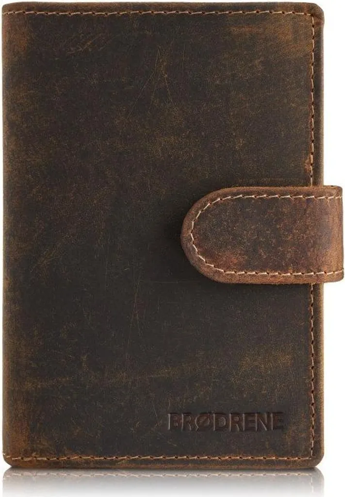 Portafoglio da uomo in pelle Brodrene Marrone Vintage G-28-Hbr