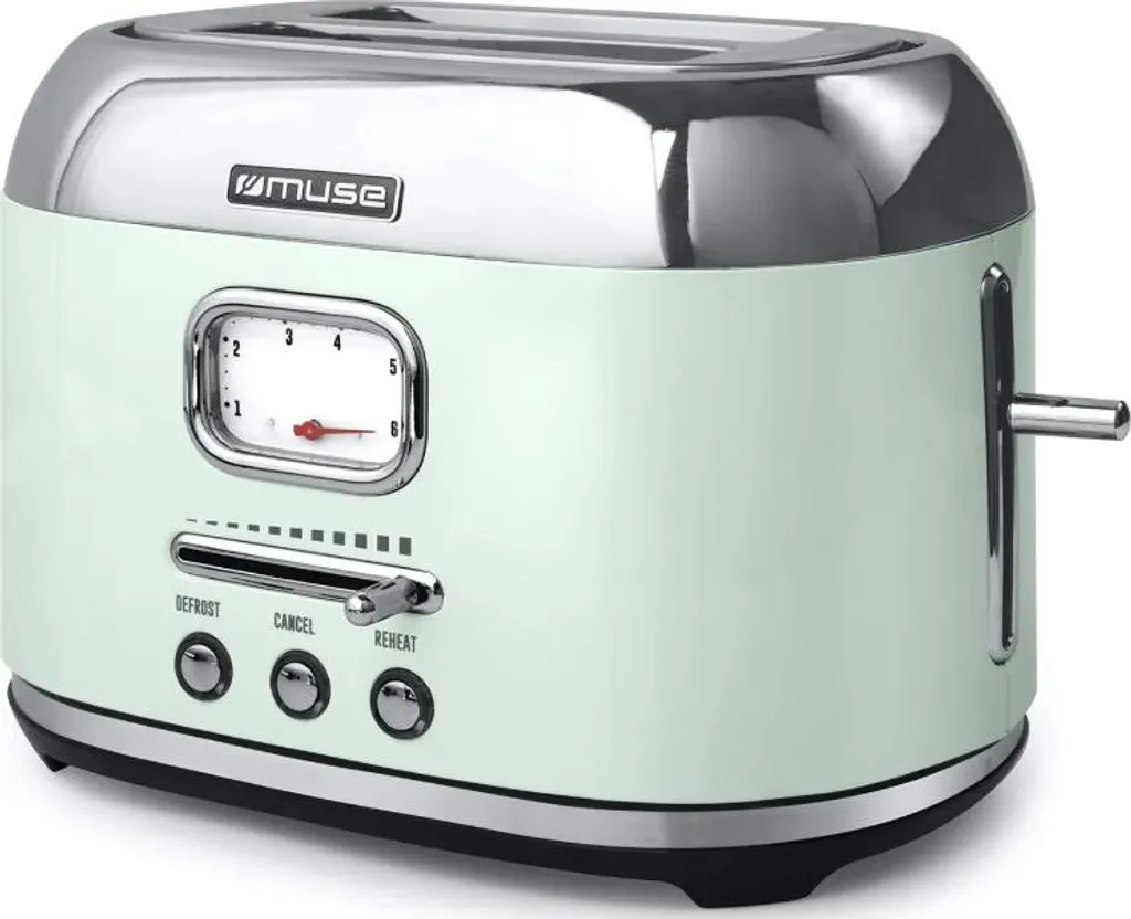 Muse MS-120AG Tostapane 2 Fette Inox | Stile Vintage e Tecnologia 950W