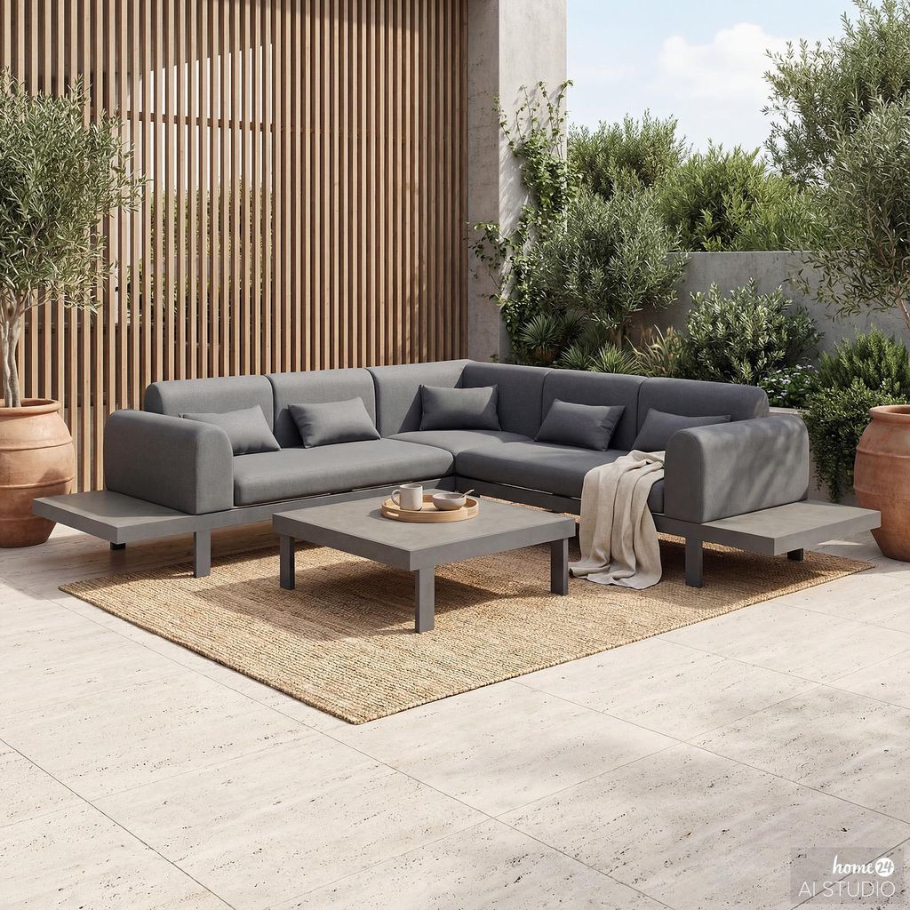 LOUNGESET - 4-teilig - Aluminium / Webstoff - Grau