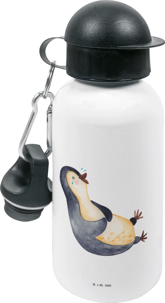 Mr. & Mrs. Panda Trinkflasche Pinguin Lachen - Weiß - Geschenk, Fröhlich, Freude, Wasserflasche, Lol, Funny, Getränkeflasche, Kinder, outdoor, K...