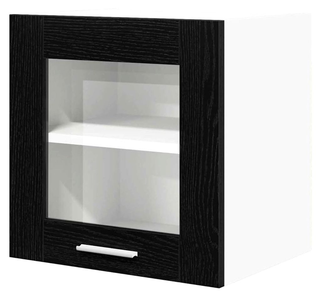 Küchenoberschrank, Hängeschrank, Wandschrank, Küche, Eiche, Schwarz, 40 x 31 x 40 cm, Holz