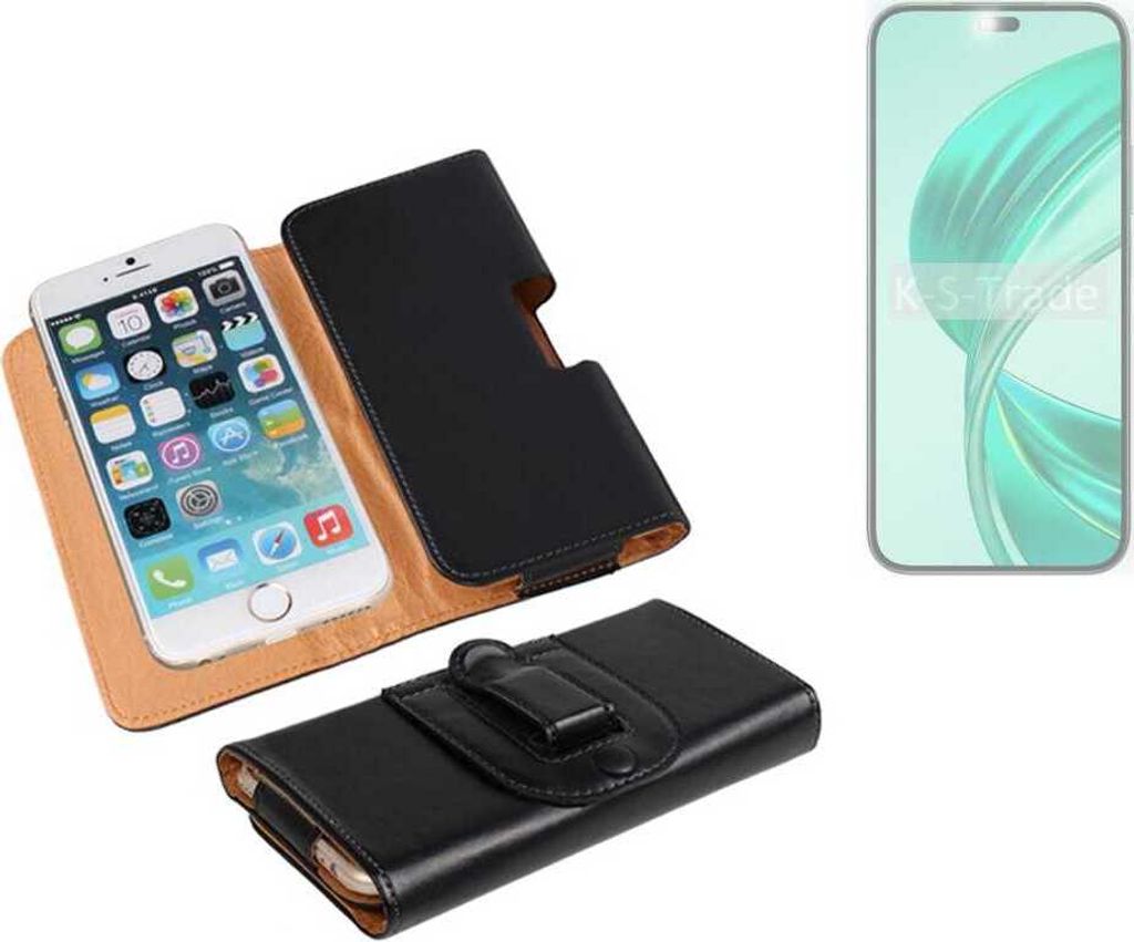 K-S-Trade Schützhülle Handyhülle kompatibel mit Honor X8b Holster Gürtel Tasche Schutzhülle Handy-Tasche Smartphone Case Seitentasche schwarz 1x