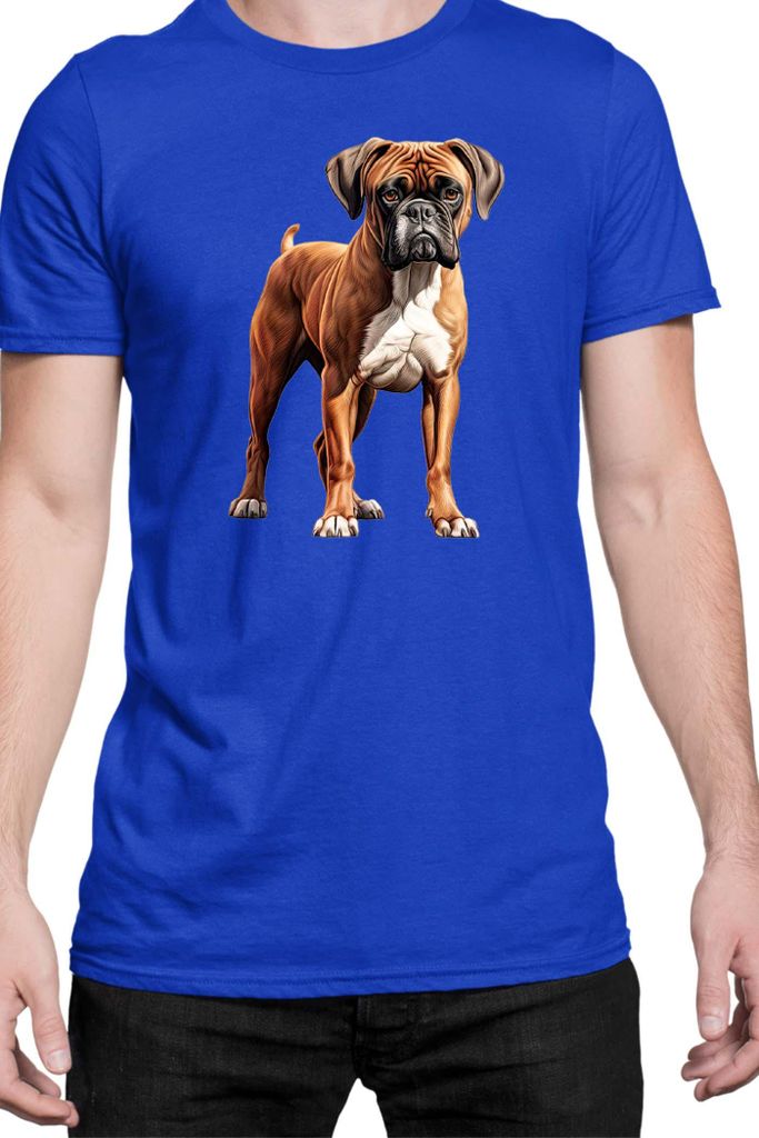 Herren T-Shirt Dogs Breeds Boxer Dog Breed 006, Man XL / Blau