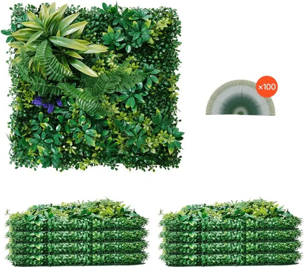Brise-Vue Haie Artificielle PE 500mm - Décoration Murale Occultante 8pcs