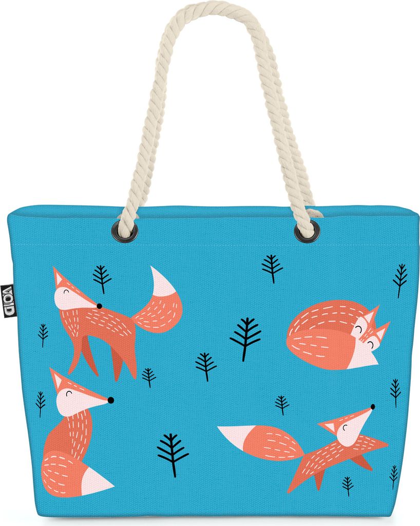 VOID Fuchs Wald Tiere Strandtasche Shopper 58x38x16cm 23L XXL Einkaufstasche Tasche Reisetasche Beach Bag