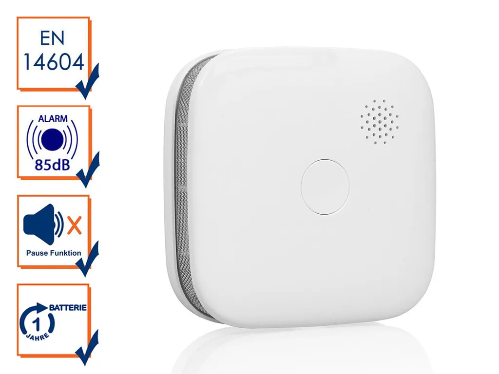 Détecteur de fumée photoélectrique WLAN avec alerte smartphone 85 dB