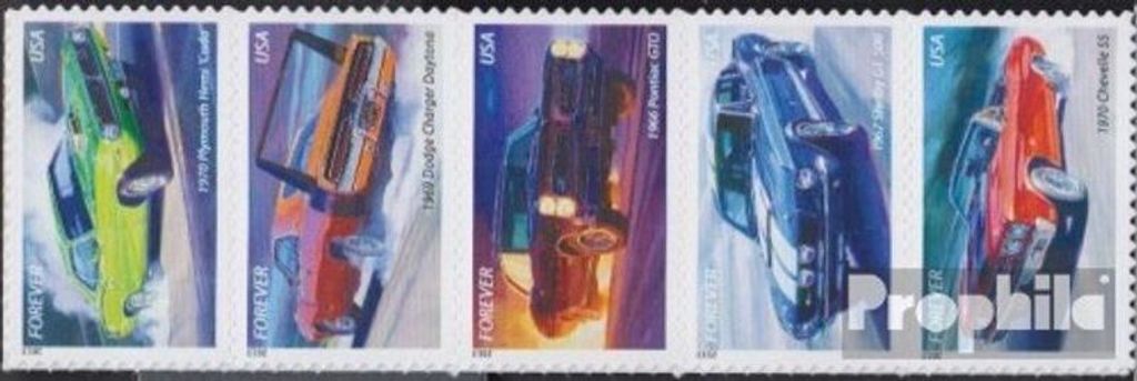 Briefmarken USA 2013 Mi 4931BA-4935BA Fünferstreifen (kompl.Ausg.) postfrisch Klassische Automobile