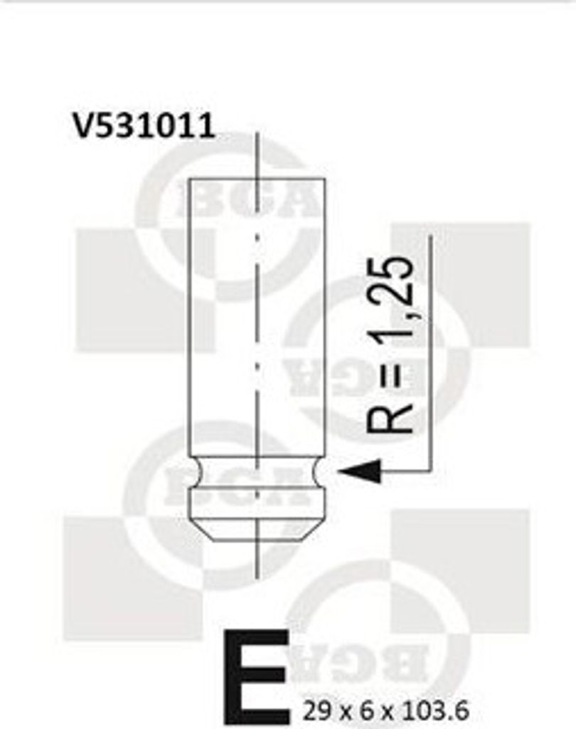 BGA V531011 Auslassventil Ø29mm 103,6mm für FIAT Ulysse (179) Scudo Kastenwagen (220) Scudo Kombi (220) ULYSSE (220) passend für PEUGEOT 206 CC ...