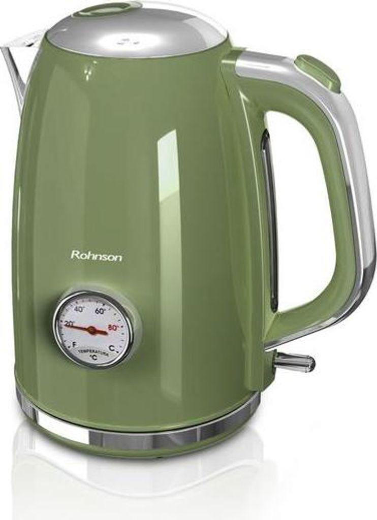 Nostalgie Wasserkocher R-7715, Retro-Design, grün, 1,7 l, 2200 W, Wassertemperaturanzeige, Abschaltautomatik