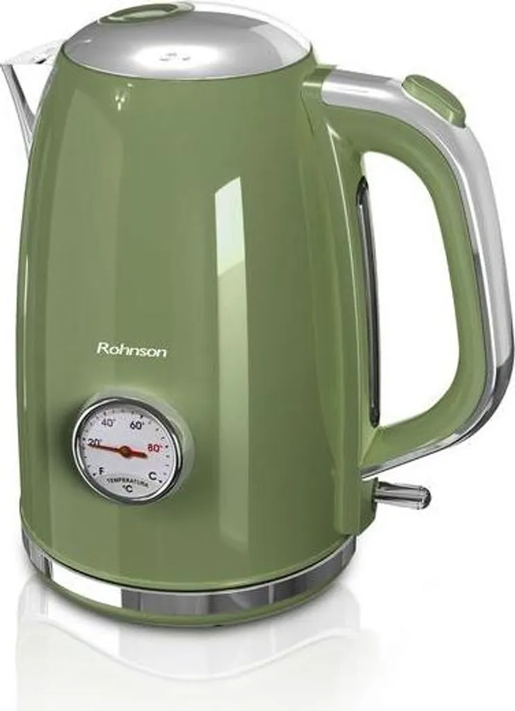 Bouilloire vintage Rohnson R-7715 vert avec thermomètre intégré