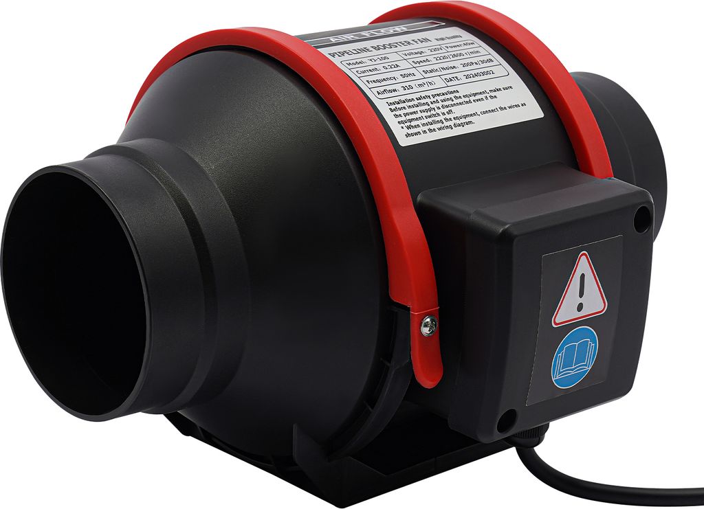 100mm Rohrventilator mit Fernbedienung Geräuscharm 310m³/h 40W Schwarz