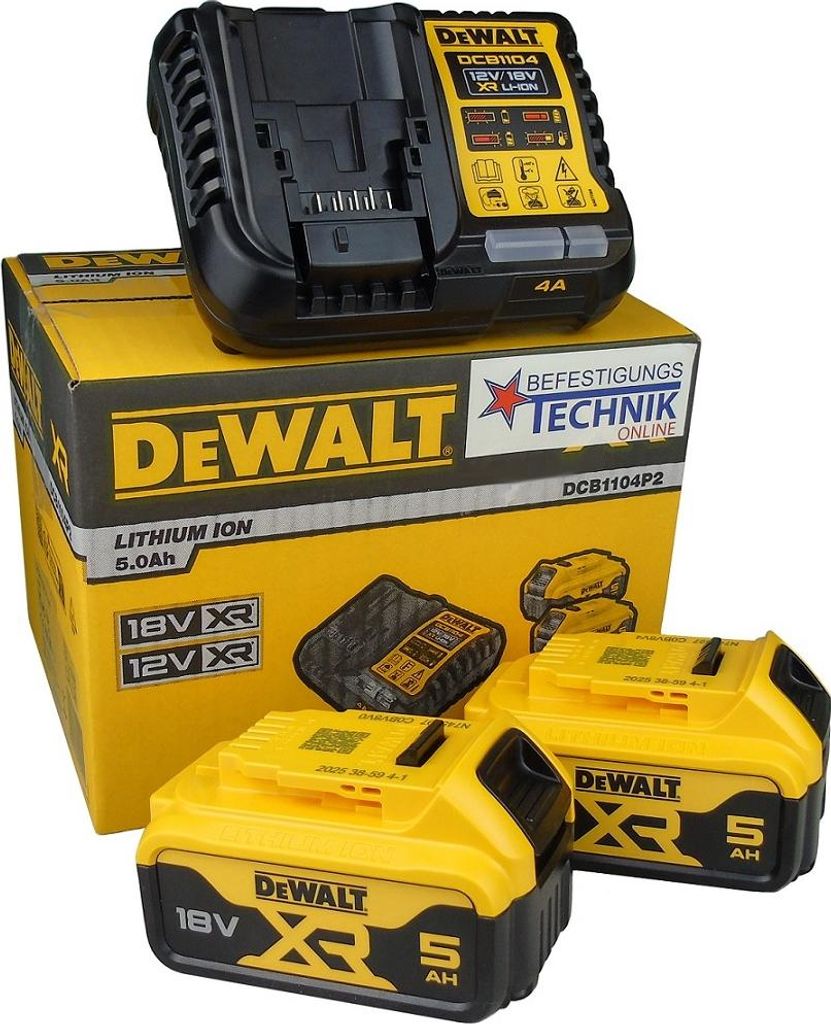 Set di batterie DeWalt DCB1104P2-QW 2x 18V 5Ah Immagine del prodotto 