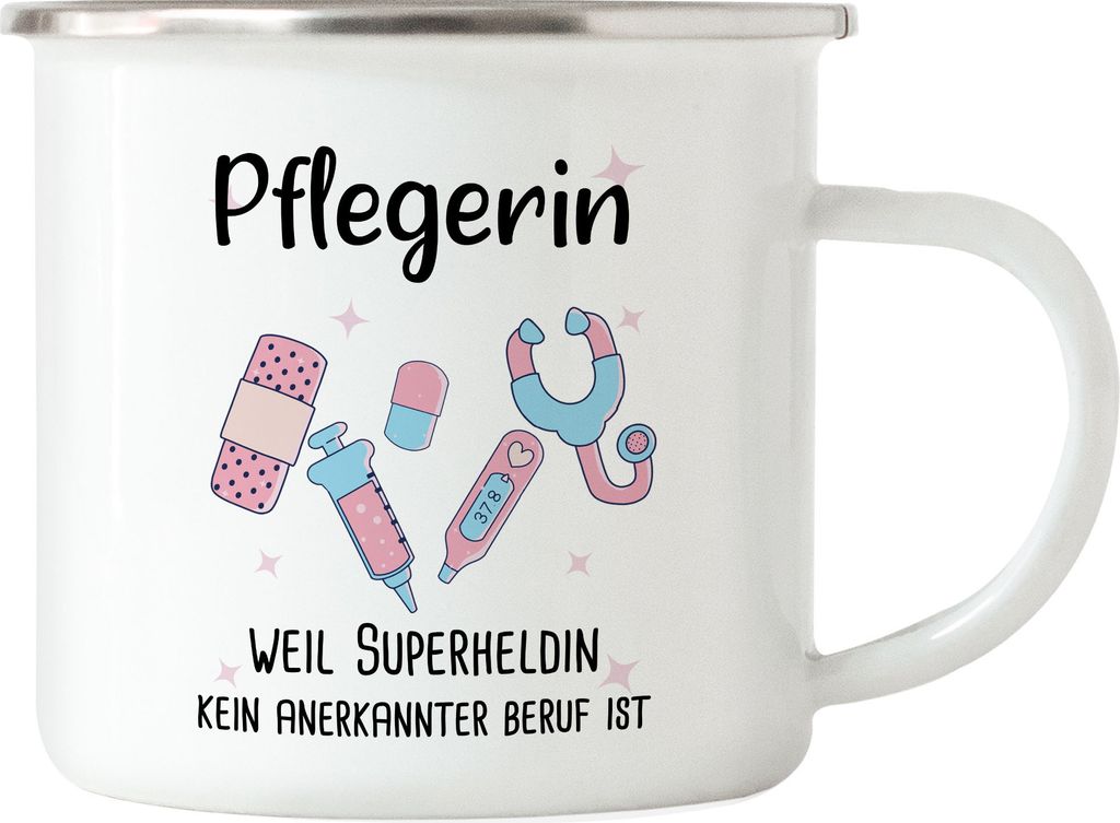 Pflegerin Weil Superheldin Kein Anerkannter Beruf Ist Emaille Tasse Geschenk Danke Sagen