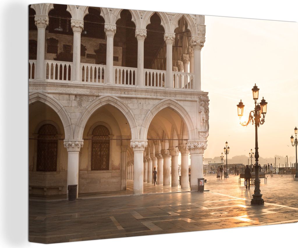 OneMillionCanvasses - Leinwandbilder - 140x90 cm, Der Markusplatz am Morgen, Wandbilder Kunstdruck Wanddekoration - Foto auf Leinwand - Gemälde ...