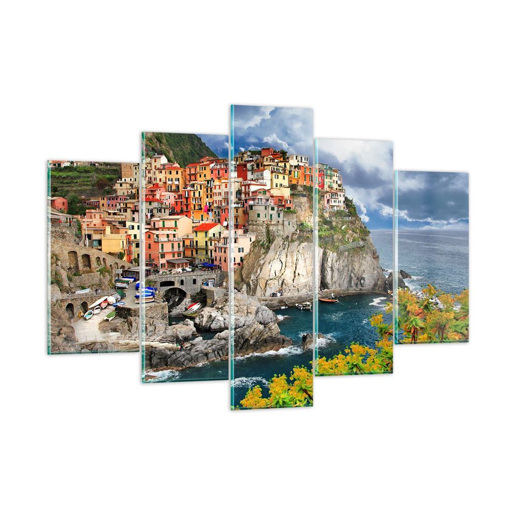 Bilder auf glas - Italien küste felsen landschaft - 150x100cm - Glasbilder - Wandbilder - Kunstdruck - Wanddekoration aus Glas - Glas Bilder - Wan...