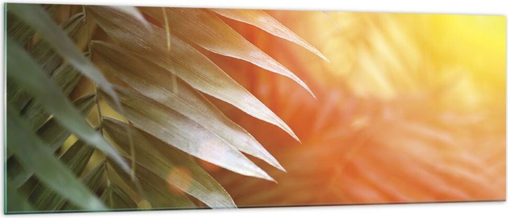 Bilder auf glas - Einteilig - Exotisch Blätter Dämmerung - 140x50cm - Glasbilder - Wandbilder - Bilder - Wanddekoration aus Glas - Glas Bilder - ...