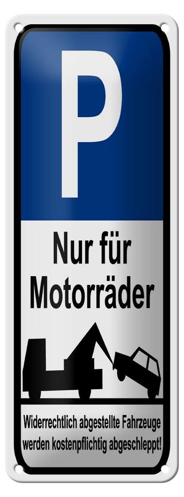 Blechschild Hinweis 10x27 cm Parkschild Nur für Motorräder