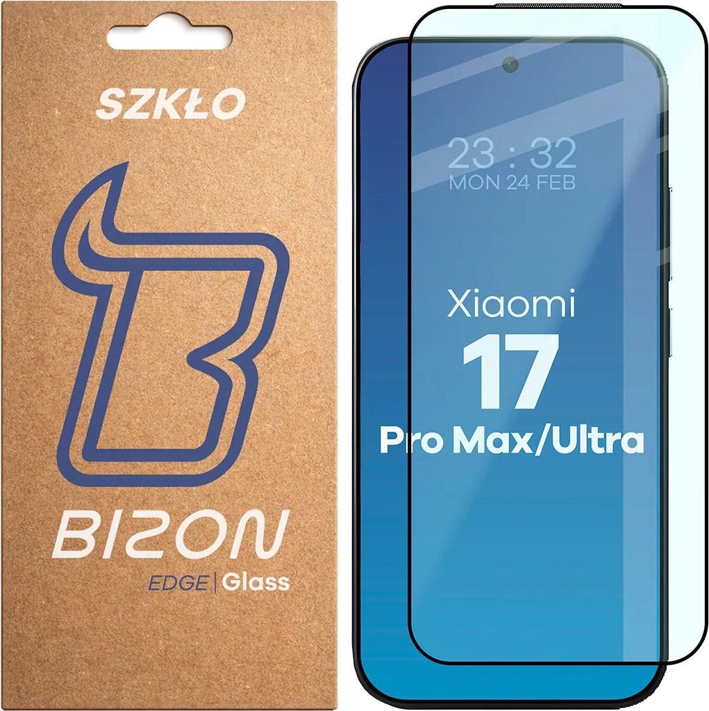 Gehärtetes Glas für Xiaomi 17 Ultra / 17 Pro Max , Bizon Glass Edge 2, Schwarzer Rahmen