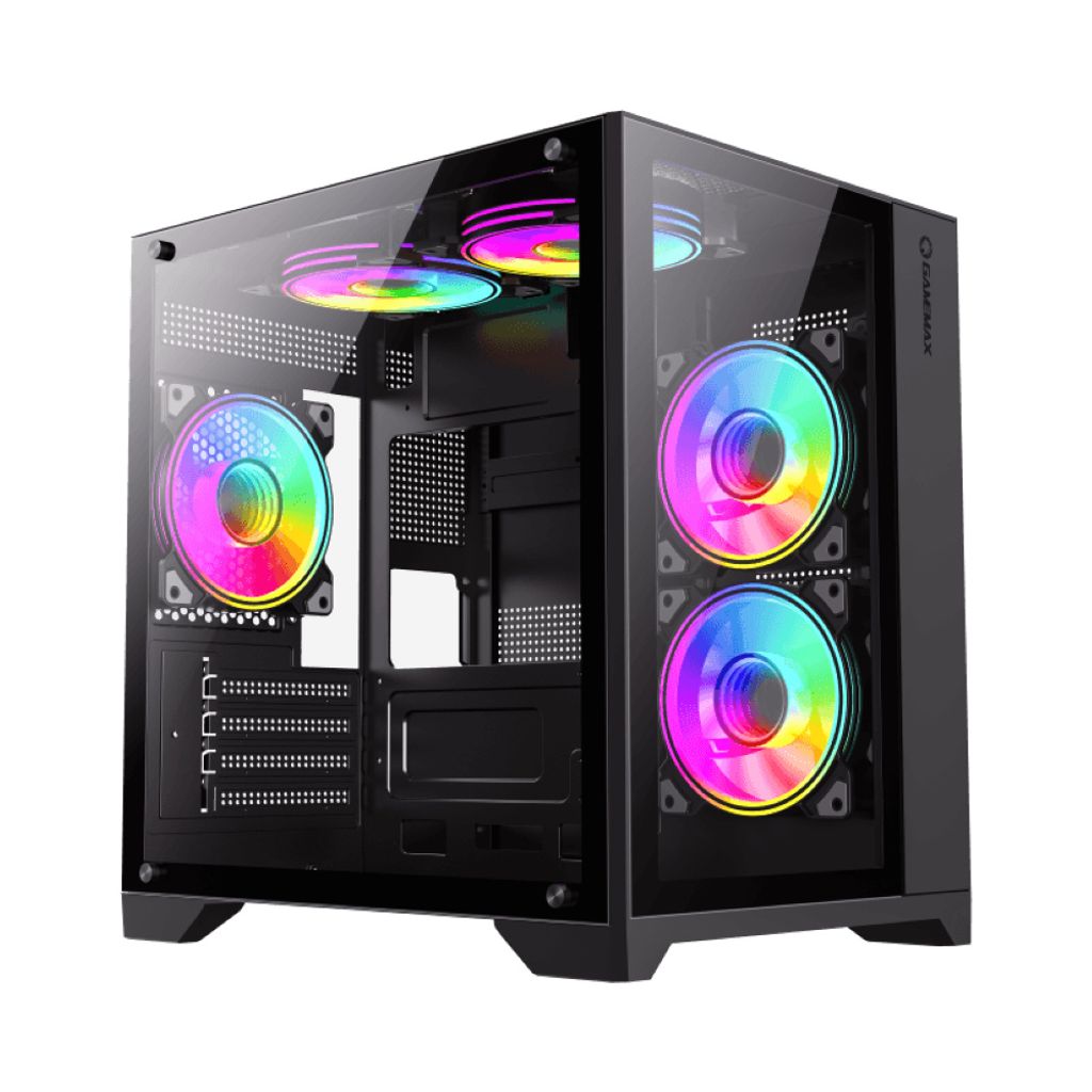 GAMEMAX Infinity Mini Black, Mini-Tower, ohne Netzteil, USB/Audio, Micro-ATX, 1x USB3.0, 2x USB2.0