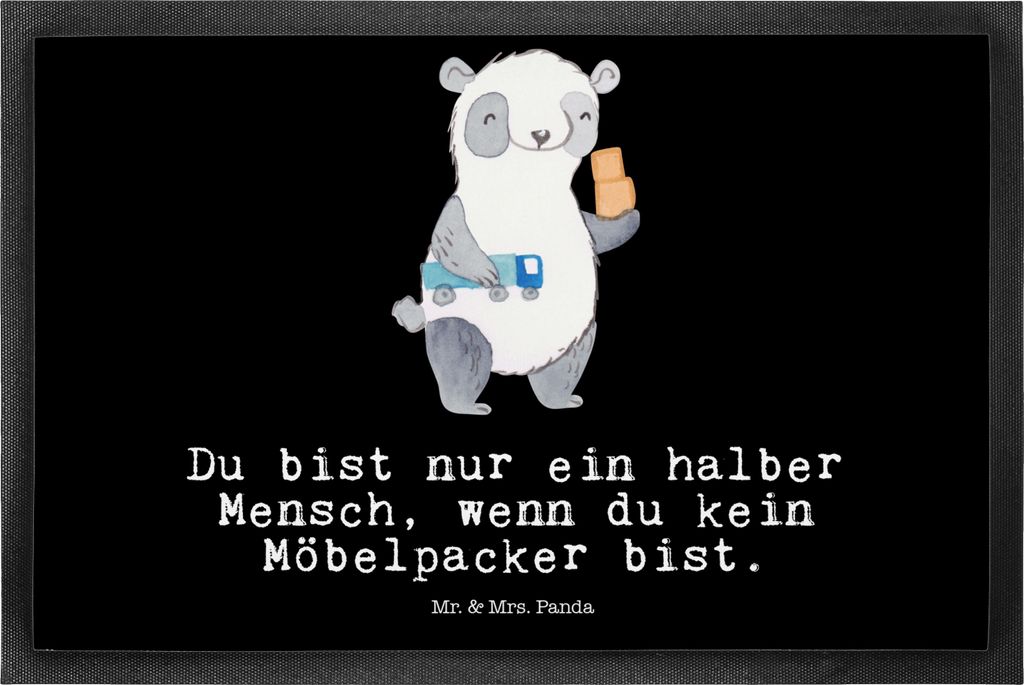 Mr. & Mrs. Panda Schmutzmatte Möbelpacker Herz 50 x 75 cm - Schwarz - Geschenk, Fußabtreter, Umzugsfirma, Umzugshelfer, Spruch, fußmatte, Türma...
