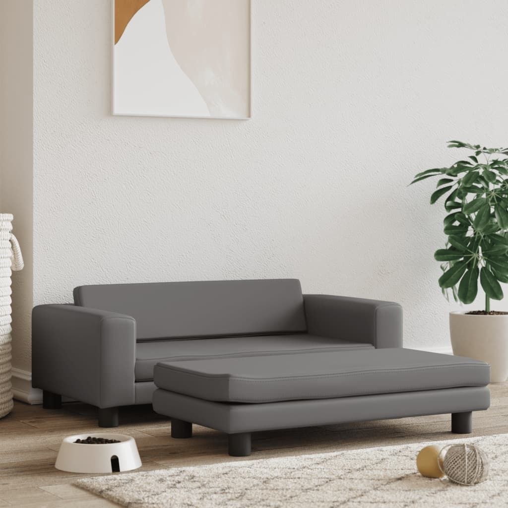 "im Angebot" Hundebett mit Verlängerung Grau 100x50x30 cm Kunstleder - Hundebetten CC1328