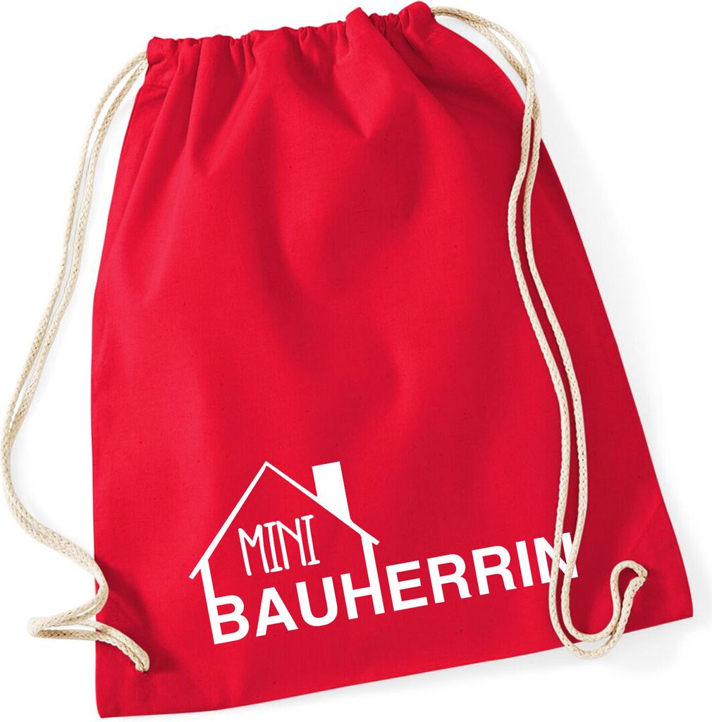 Huuraa Turnbeutel Mini Bauherrin 12 Liter Classic Red Baumwolle Rucksack Geschenkidee