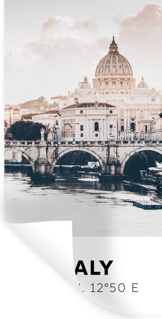 MuchoWow Wandtattoo Wandsticker Wandaufkleber Italien - Brücke - Fluss 60x120 cm Selbstklebend und Repositionierbar - Selbstklebend - Fototapeten
