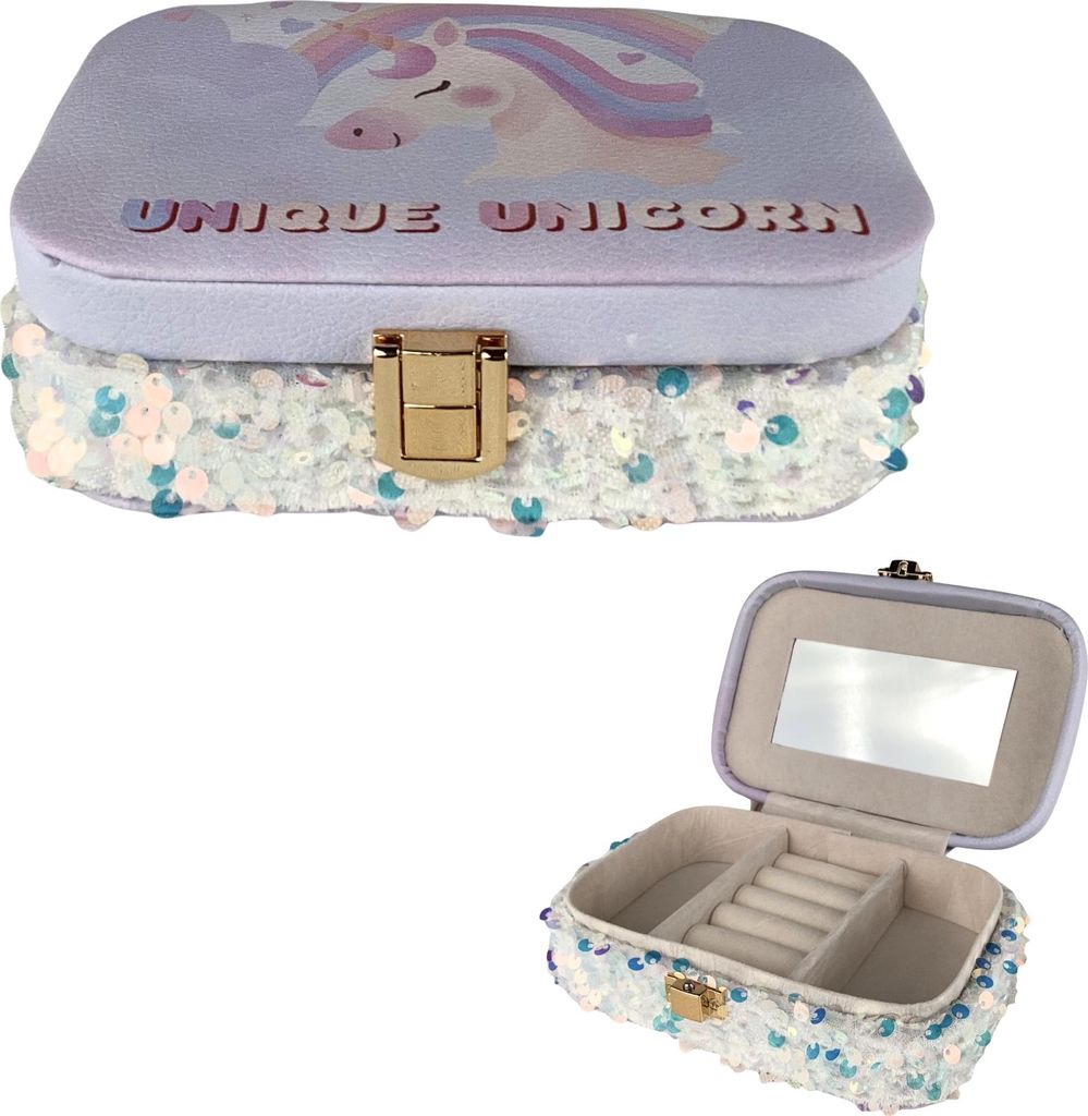 Schmuckkästchen Mädchen Einhorn Pailletten, Schmuckbox klein, Unique Unicorn