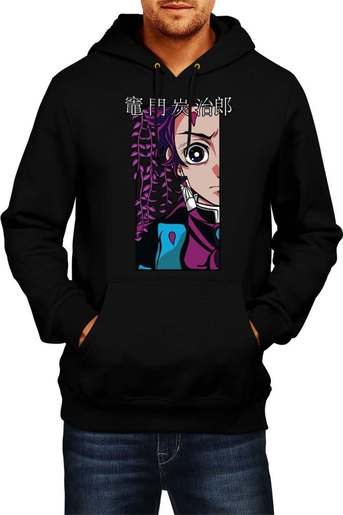 Herren Kapuzenpullover Demon Anime Slayer Kimetsu No Yaiba Tanjiro Kamado 001, Man M / Schwarz