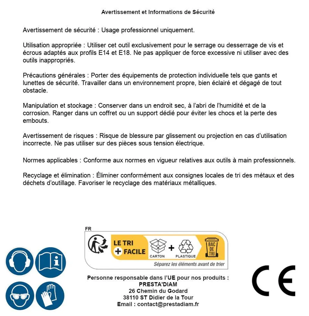 Clé Polygonale Double E14 x E18 D-Work en Acier Résistant de Haute Qualité - 9