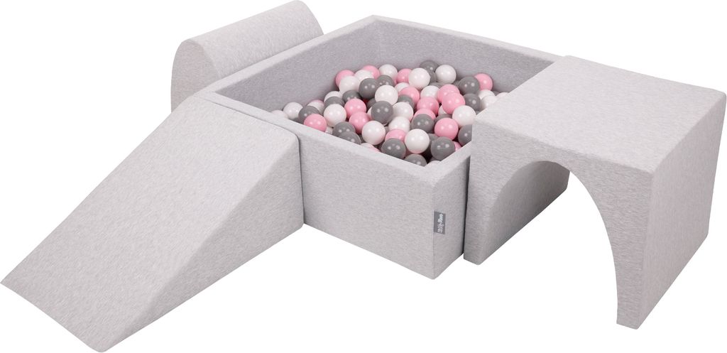 KiddyMoon Spielplatz Aus Schaumstoff Mit 300 Bälle 7cm Hindernisläufen Version 2 Quadrat Bällebad Mit Bunten Bällen Für Babys Und Kinder