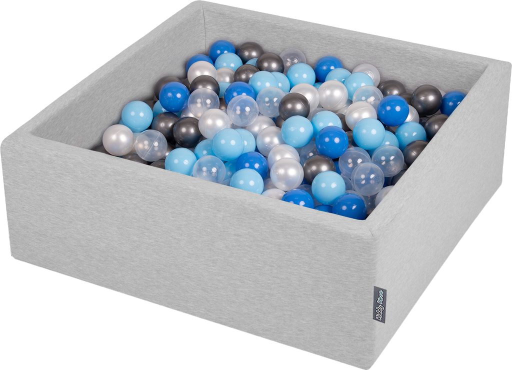 KiddyMoon Bällebad 90x30cm 300 Bälle ∅7cm Quadrat Bällepool Mit Bunten Bällen Für Babys Und Kinder