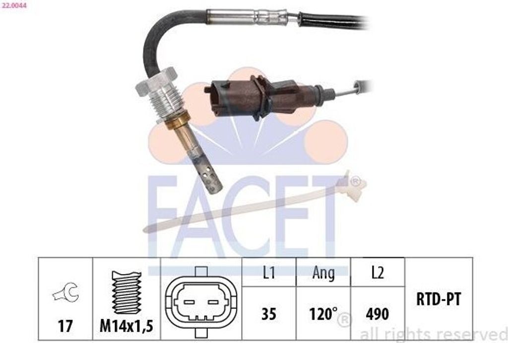 FACET 22.0044 Abgastemperatursensor für OPEL INSIGNIA Caravan M14x1,5