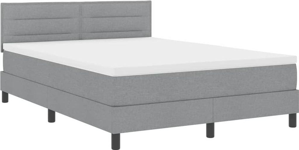 vidaXL Boxspringbett mit Matratze mit LED Hellgrau 160 x 200 cm Stoff