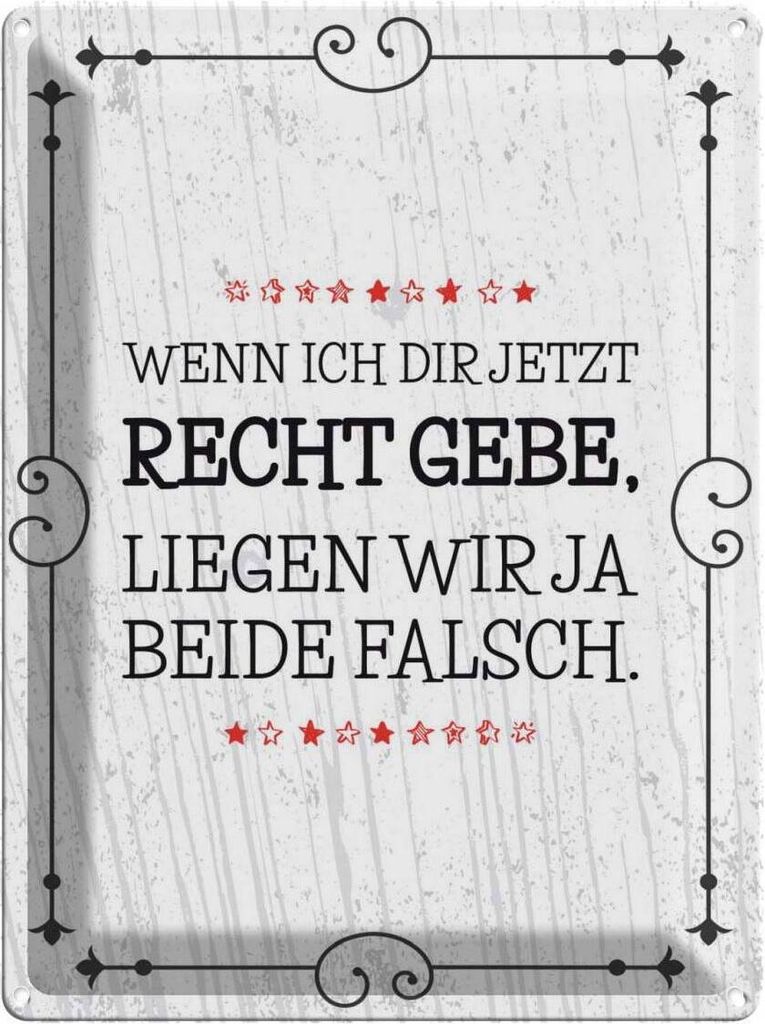 vianmo Blechschild 40x30 cm Wenn dir Recht gebe beide Produktbild 