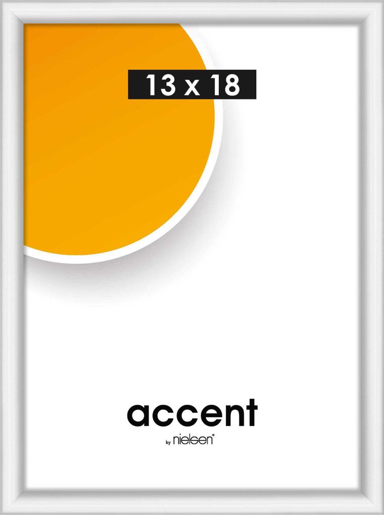 A white picture frame with a graphic element and text.