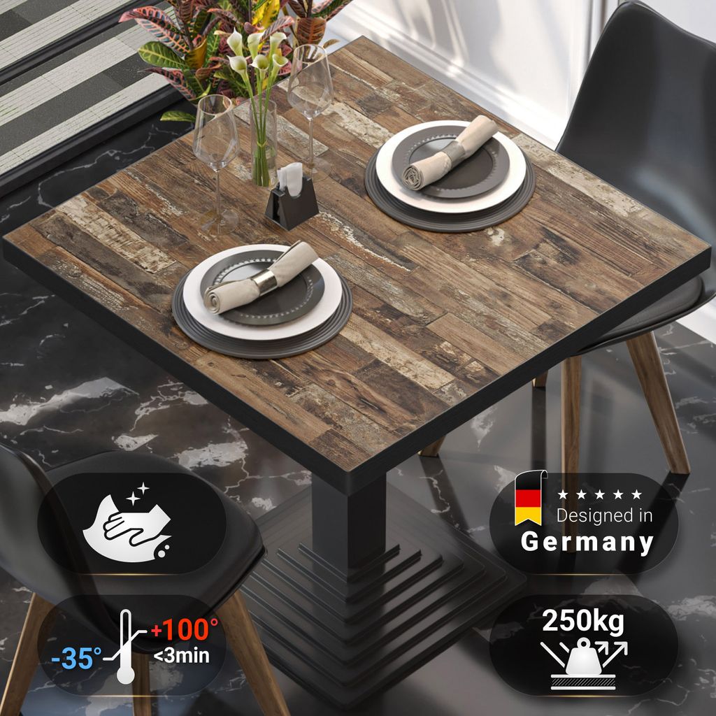 BRASIL | Gastro Tischplatte | B:T 80 x 80 cm | Vintage Old | Quadratisch | Gastro Tischplatte