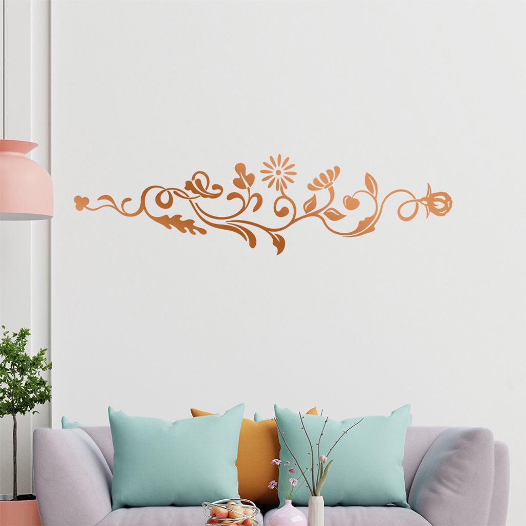 Blumen - Blätter - Ornament Wandtattoo in 6 Größen - Wandaufkleber Wall Sticker - Dekoration, Küche, Wohnzimmer, Schlafzimmer, Badezimmer