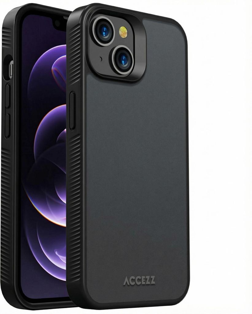Accezz Rugged Frosted Back Cover iPhone 14 - Schwarz Produktbild 
